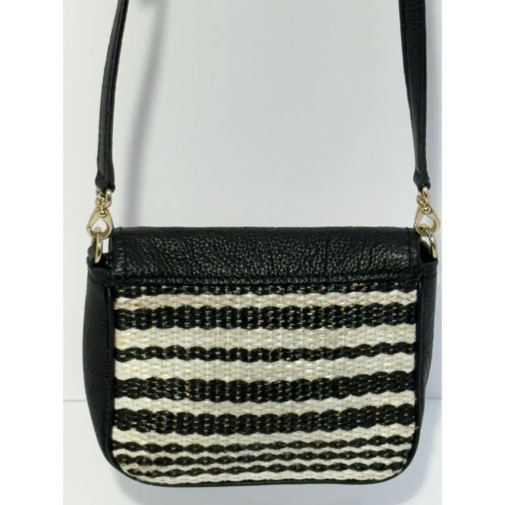 Kate Spade NY Cobble Hill Straw Abela Crossbody, Black Pebble Leather